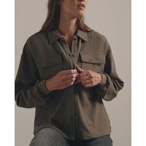 BYLT Basics Serene Shacket Dark Taupe Brown Casual Button Front Womens Large